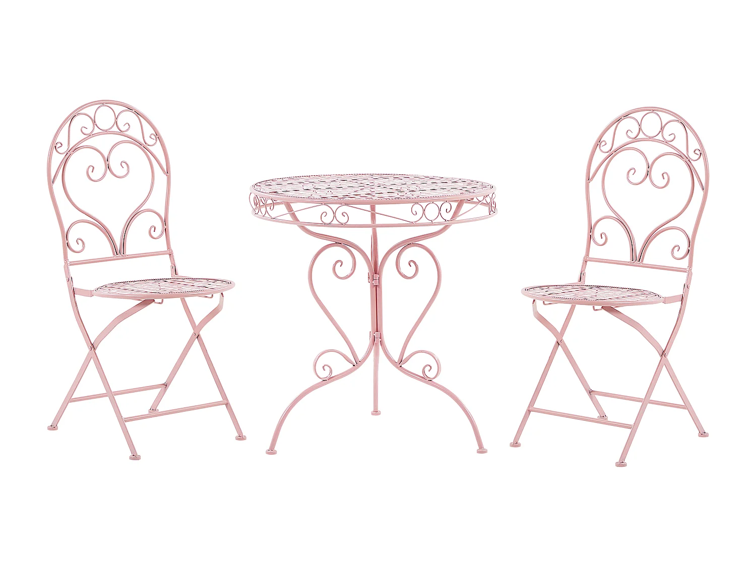 Ensemble bistrot Pliant ALBINIA Métal Rose