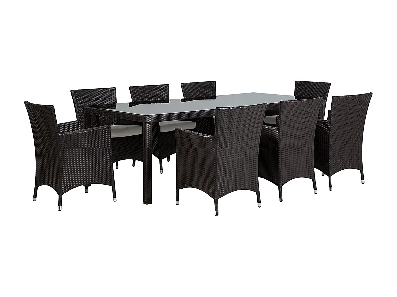 Set da pranzo da giardino 8 posti ITALY con cuscini Marrone