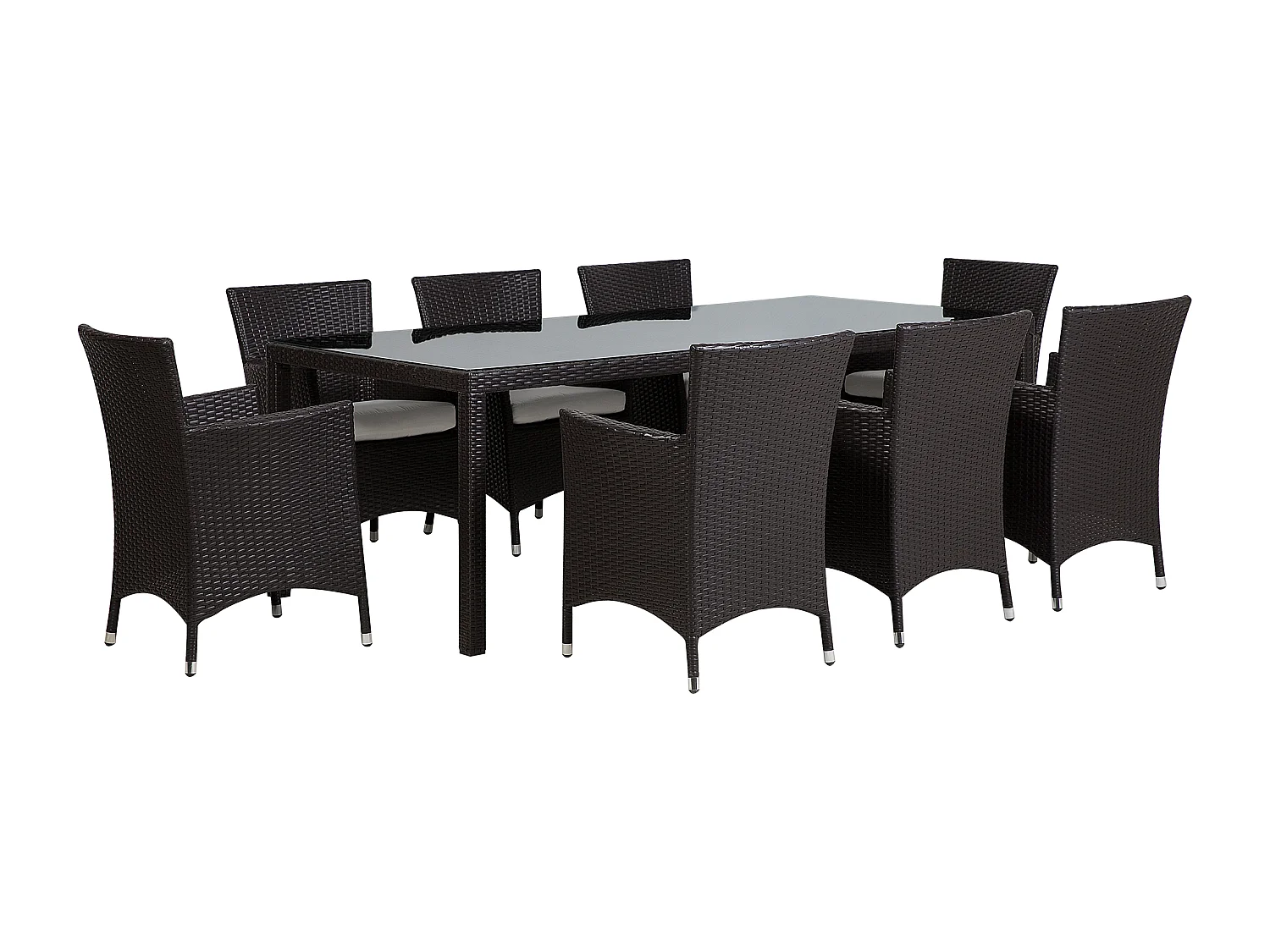 Set da pranzo da giardino 8 posti ITALY con cuscini Marrone