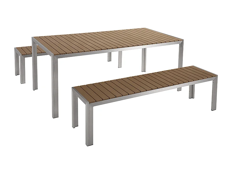 Conjunto de refeições de de jardim com bancos 6 lugares NARDO Castanho