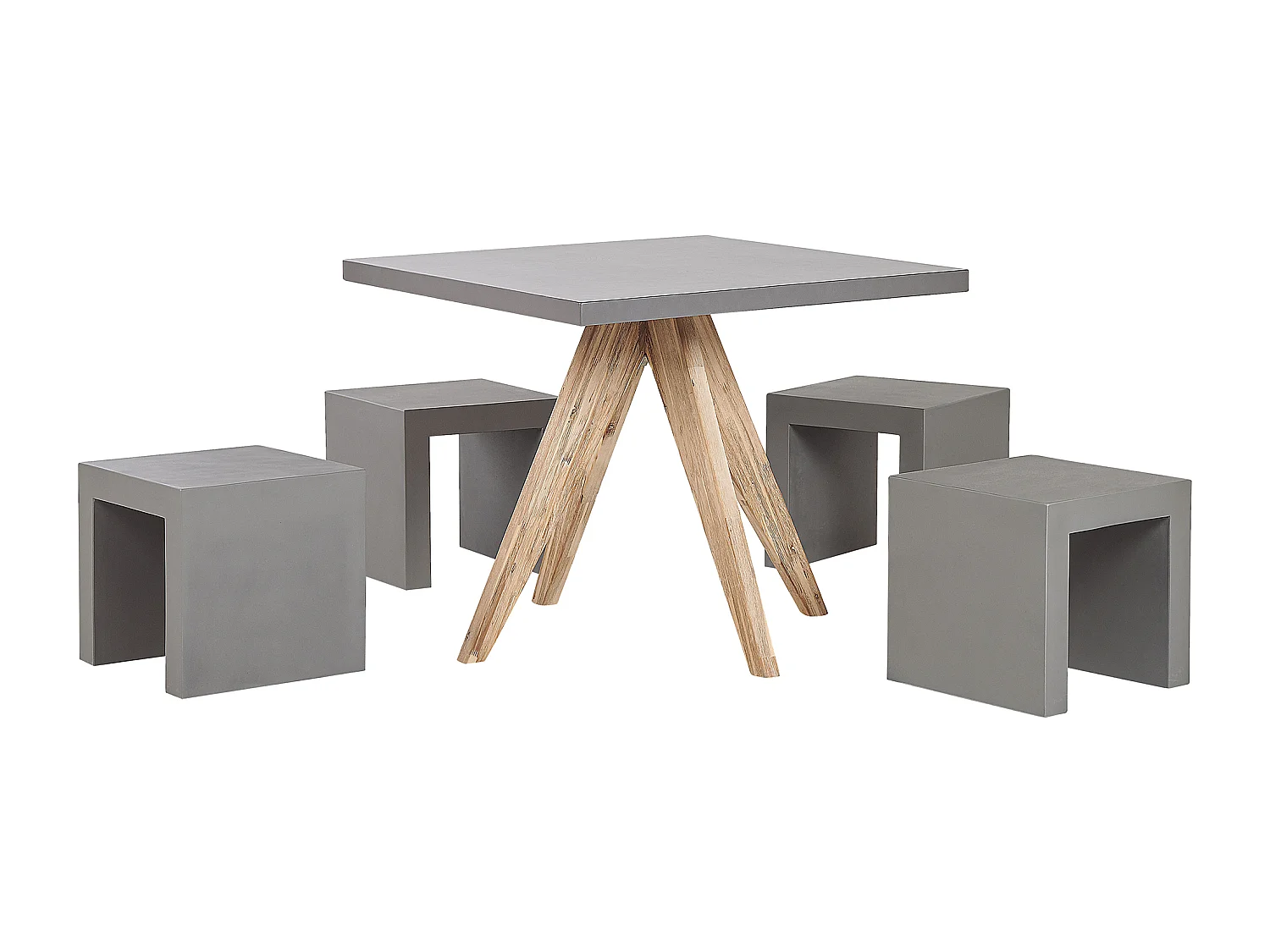 Set da pranzo da giardino con sgabelli 4 posti OLBIA/TARANTO Cemento Grigio