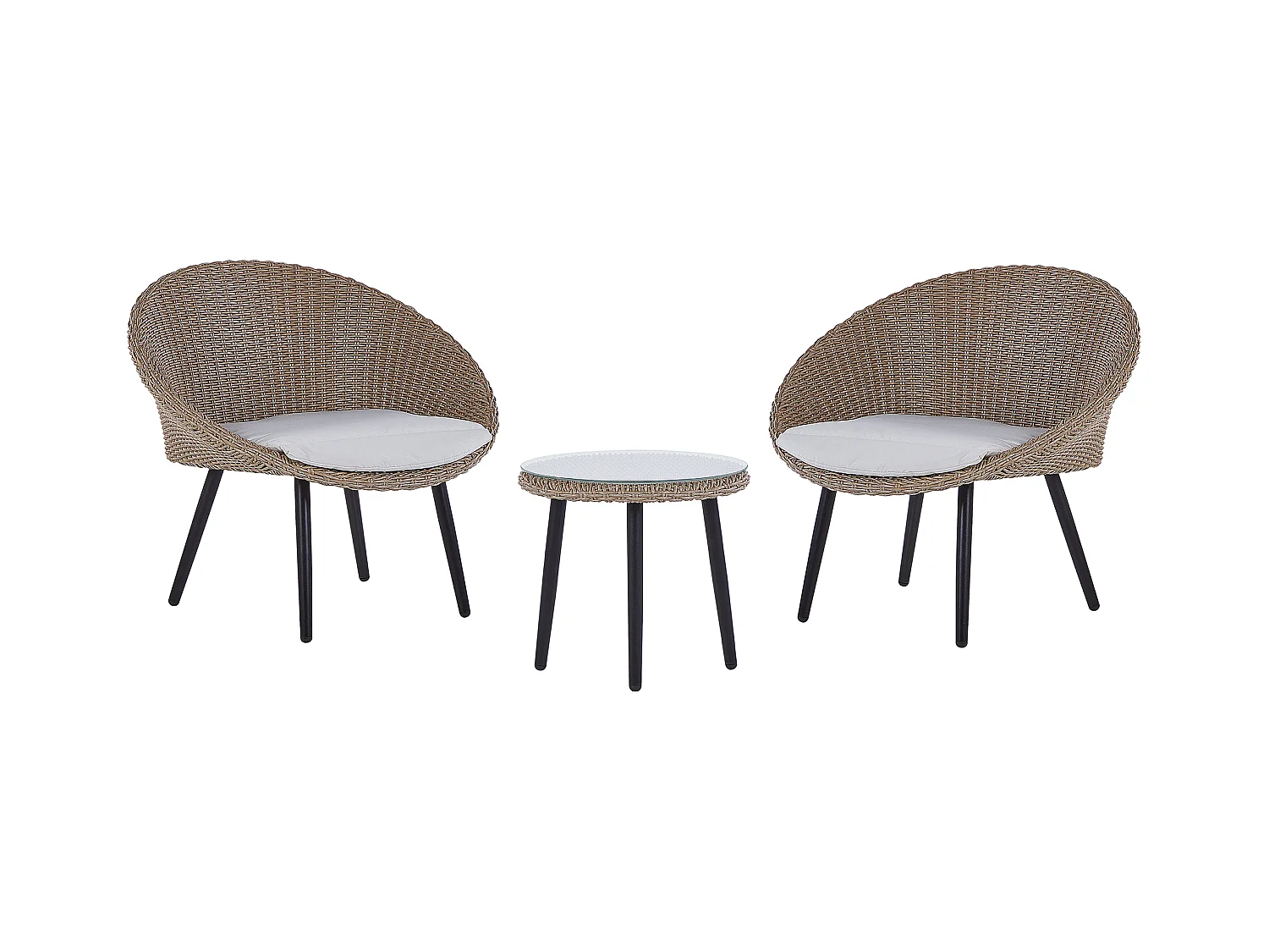Gartenmöbel Set natürlich Rattan für 2 Personen mit Auflagen hellbeige Ortigia
