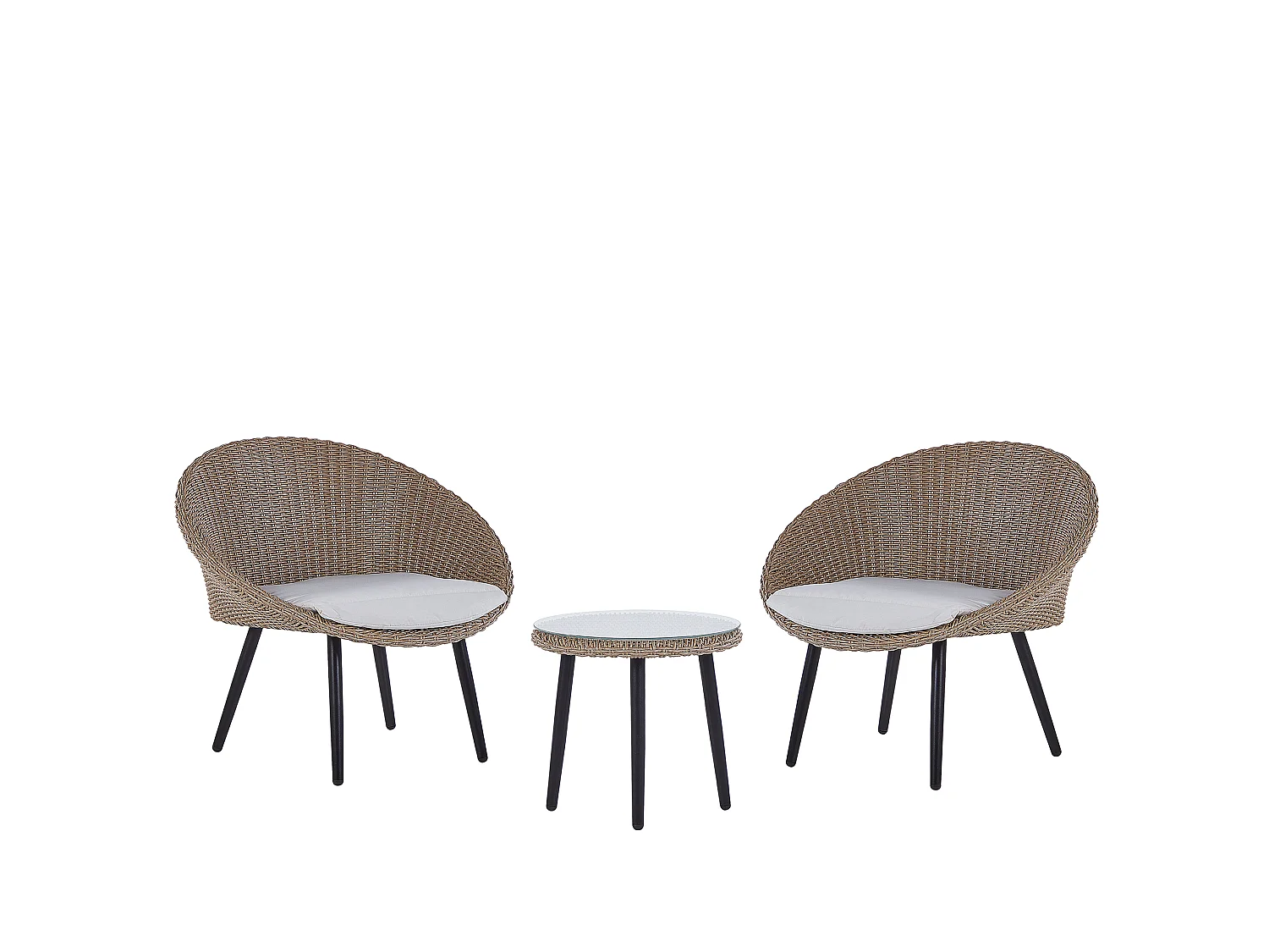 Bistro Set inkl. Kissen ORTIGIA Polyrattan Hellbeige Beige
