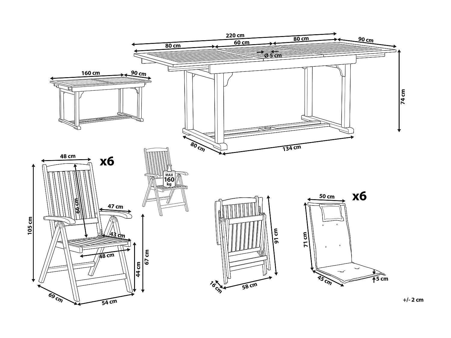 Set de salle à manger Bois Blanc cassé TOSCANA