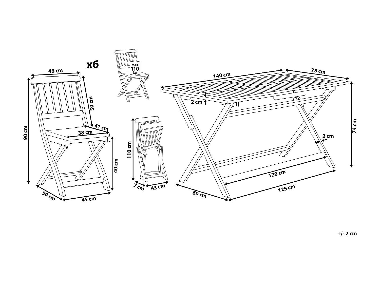 Tuinset 6-zitter CENTO met kussens Acaciahout Bruin