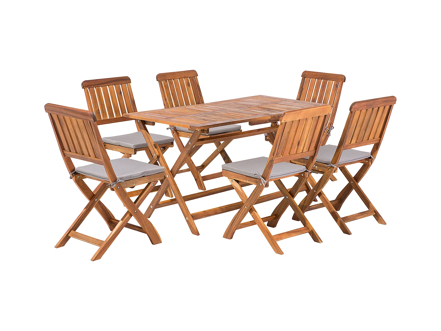 Set da pranzo da giardino 6 posti CENTO con cuscini Legno d'acacia Marrone