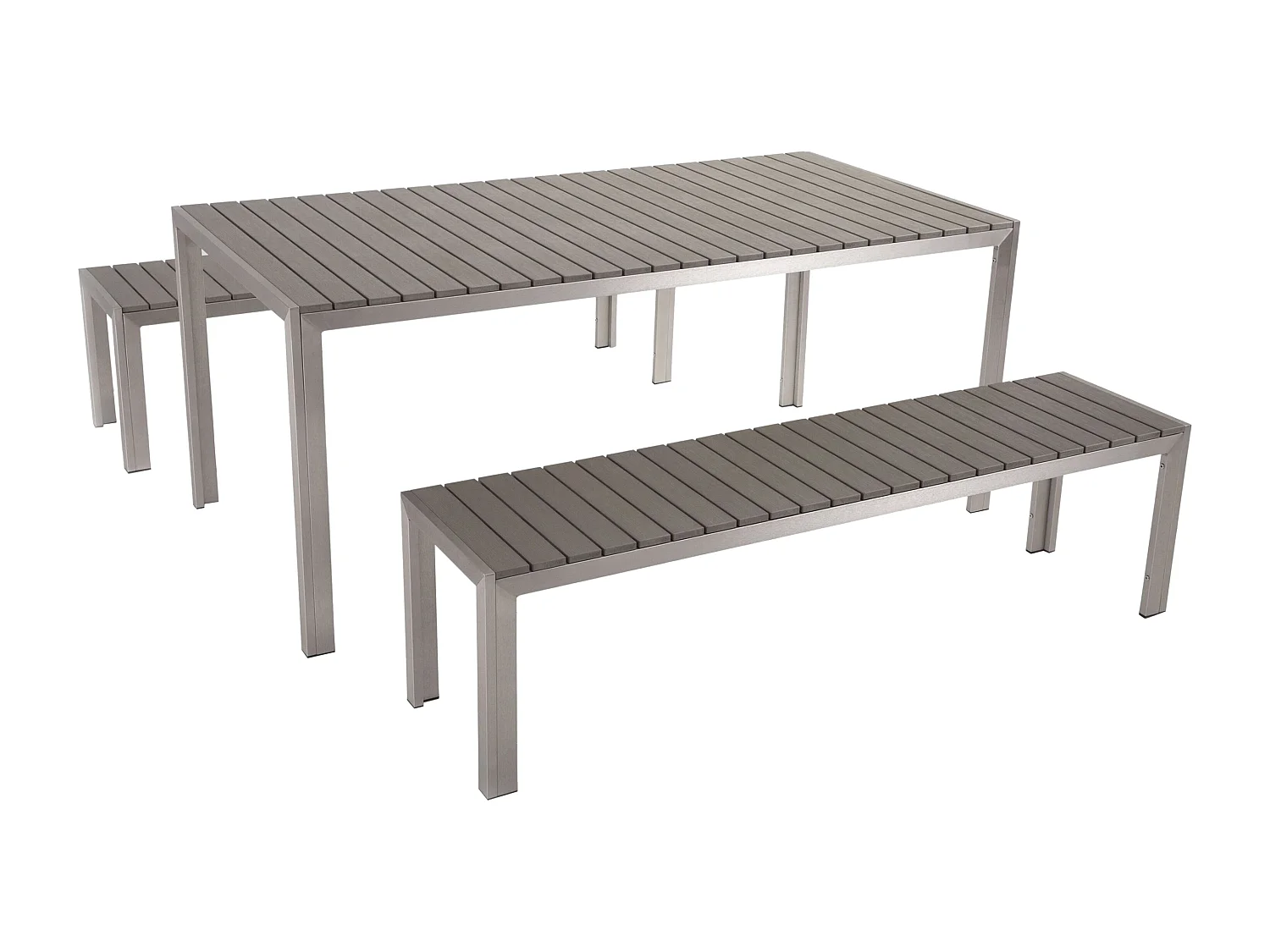 Set da pranzo da giardino con panche 6 posti NARDO Grigio