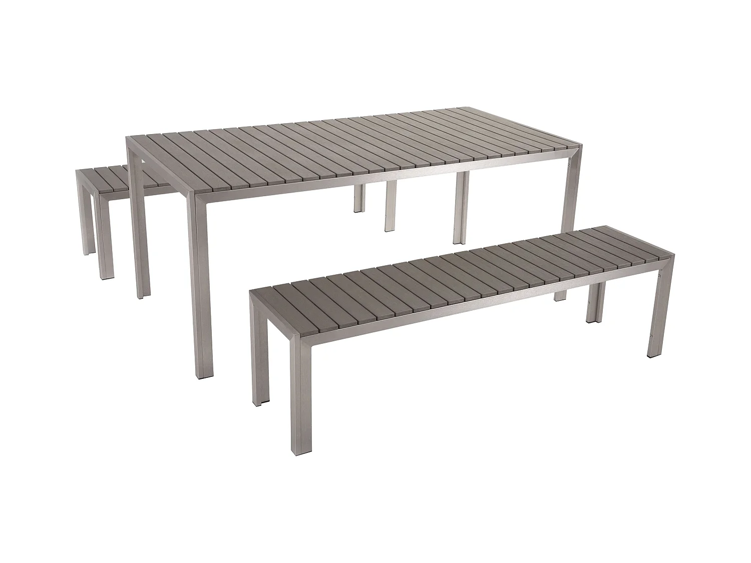 Salle à manger de jardin avec bancs 6 places NARDO Gris