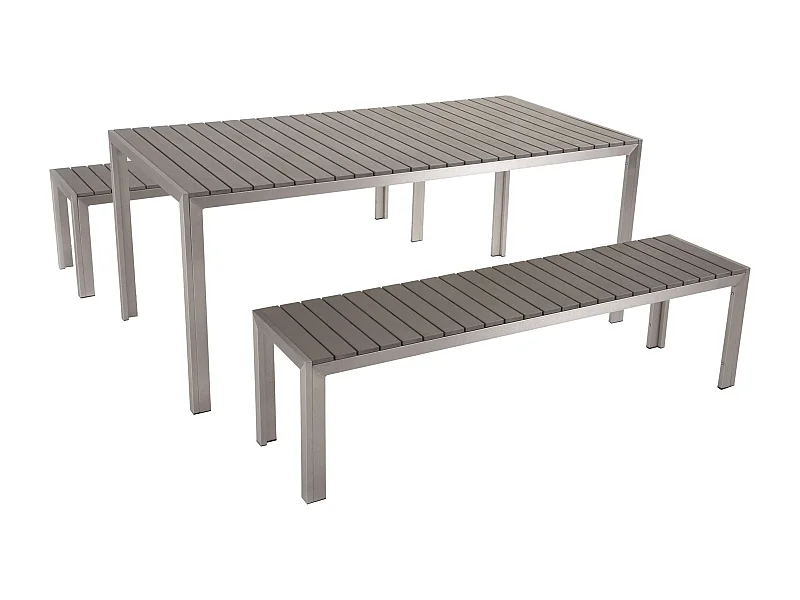 Set da pranzo da giardino con panche 6 posti NARDO Grigio