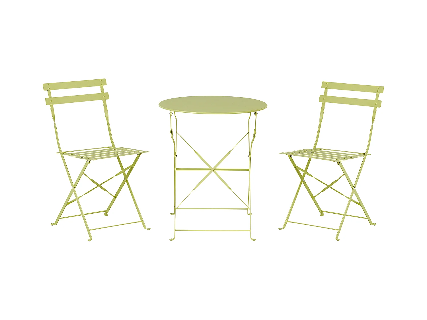 Ensemble pour bistro Pliant FIORI Métal Vert citron