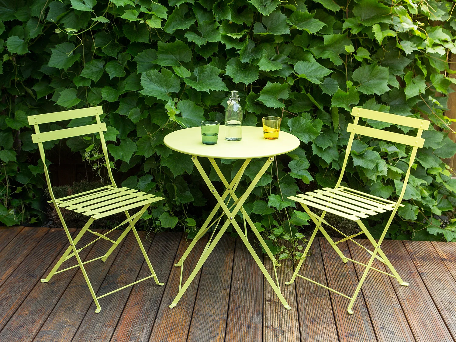 Ensemble pour bistro Pliant FIORI Métal Vert citron