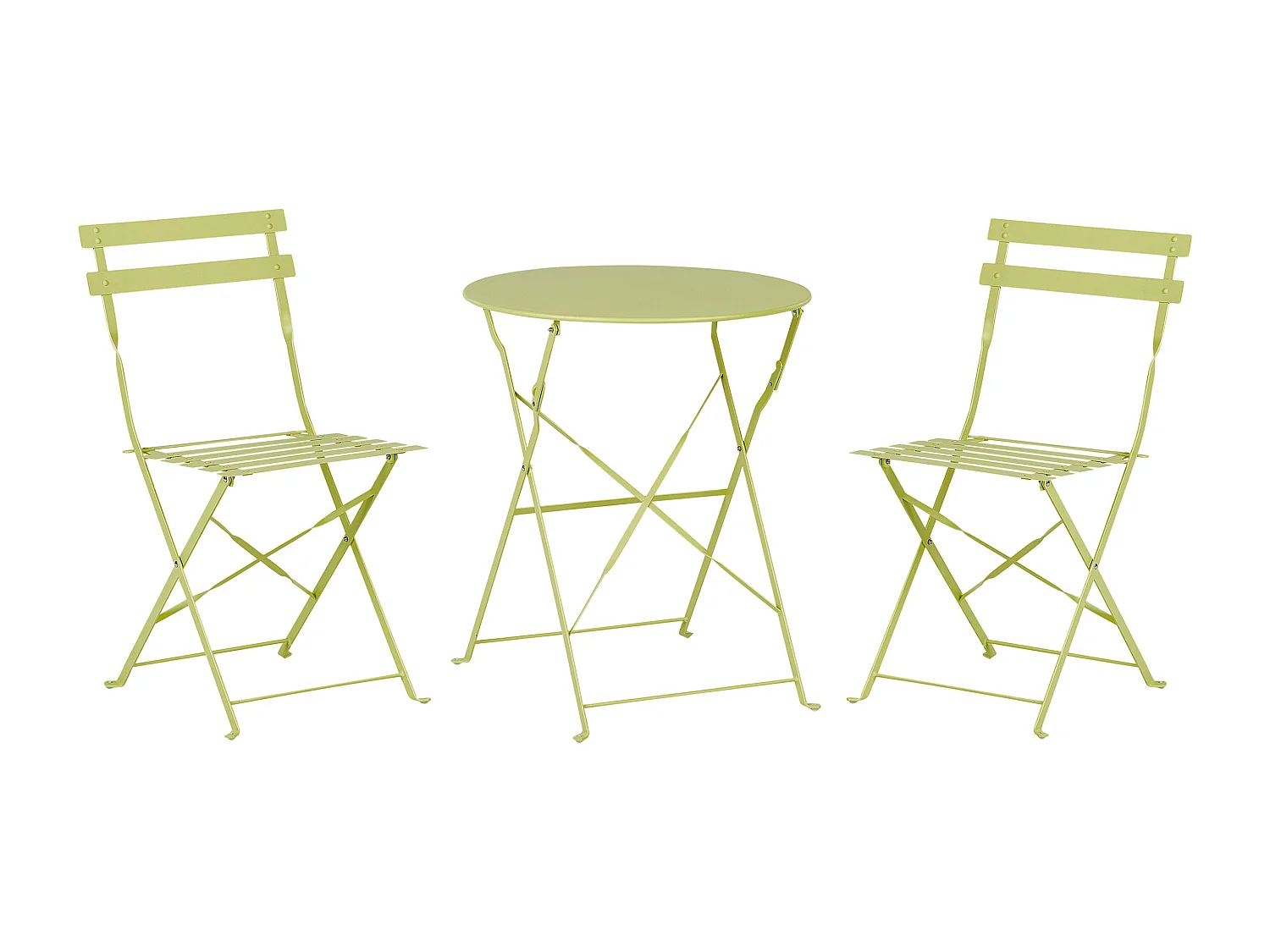 Ensemble pour bistro Pliant FIORI Métal Vert citron