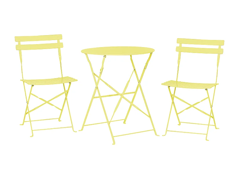 Balkonset Metall limettengrün 3-teilig Tisch rund 2 Stühle klappbar modern Fiori