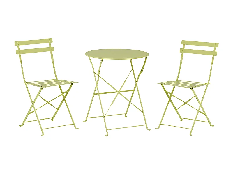 Ensemble bistrot Pliant FIORI Métal Vert citron