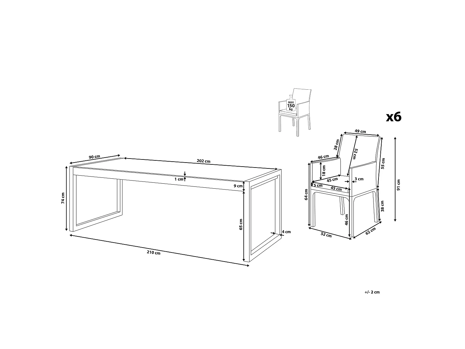 Gartenmöbel Set 6-Sitzer BACOLI inkl. Kissen Metall Grau