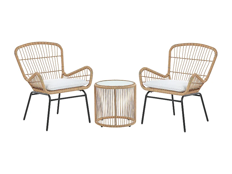 Ensemble pour bistro avec coussins LABICO Marron clair