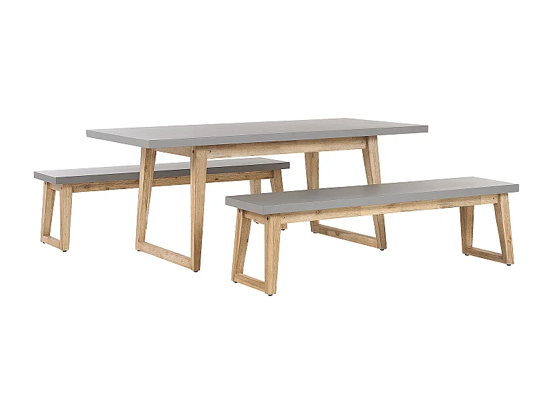 Set da pranzo da giardino con panche 6 posti ORIA Cemento Grigio