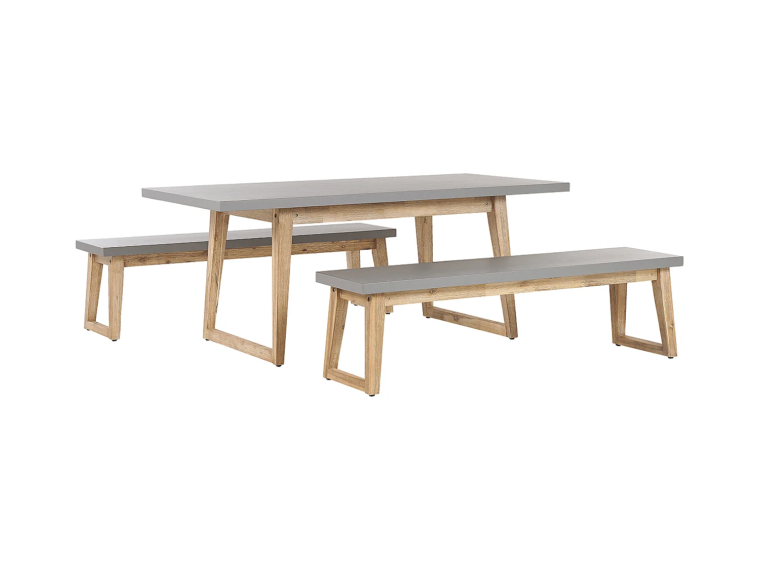 Salle à manger de jardin avec bancs 6 places ORIA Béton Gris