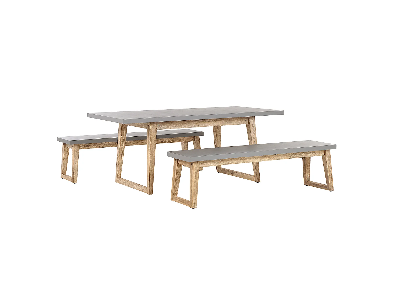 Salle à manger de jardin avec bancs 6 places ORIA Béton Gris