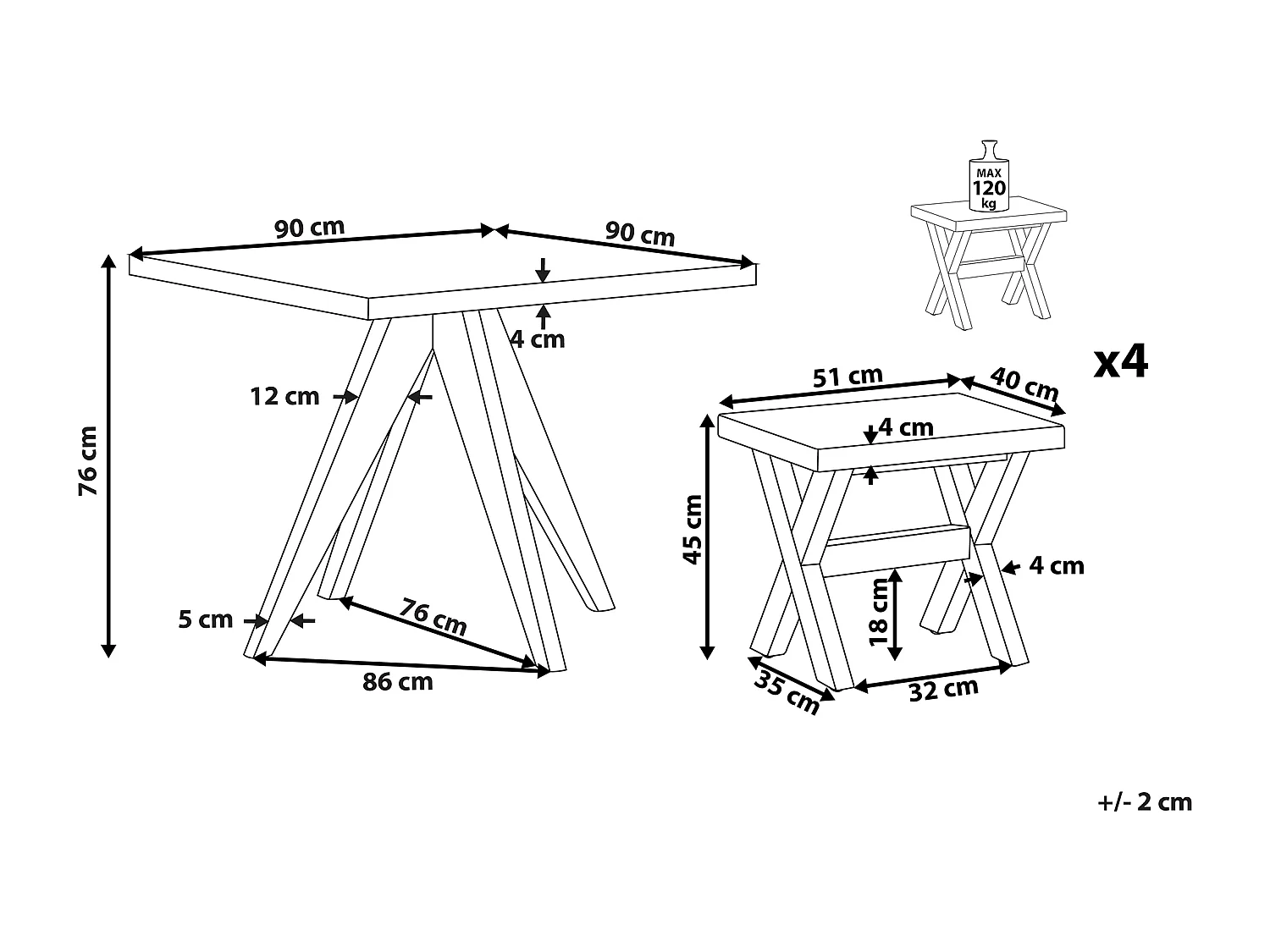 Tuinset met krukken 4-zitter OLBIA Beton Grijs