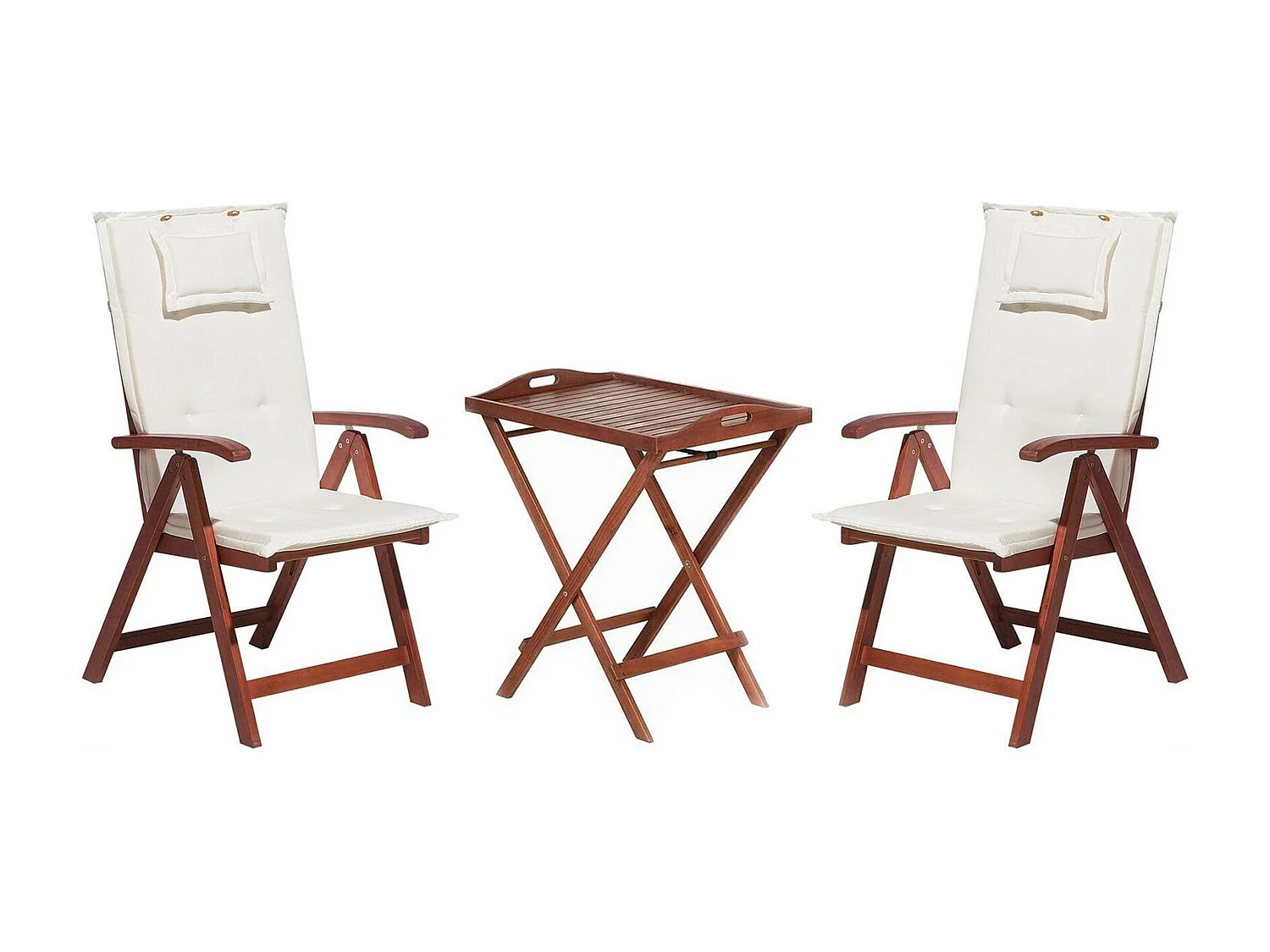 Ensemble pour bistro avec coussin TOSCANA Bois Blanc cassé