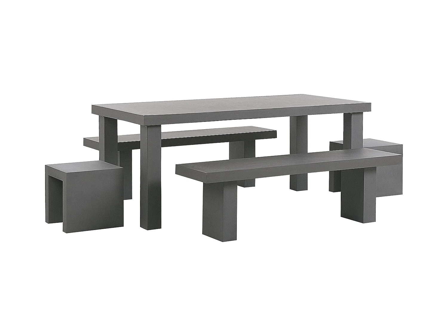 Salle à manger de jardin avec bancs et tabourets 6 places TARANTO Béton Gris