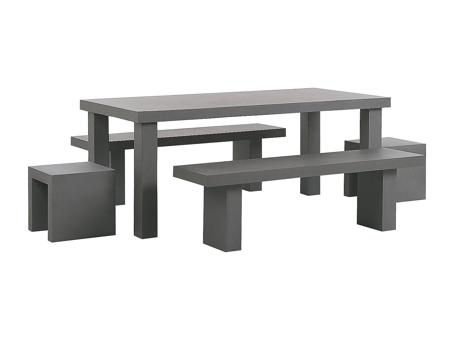 Salle à manger de jardin avec bancs et tabourets 6 places TARANTO Béton Gris