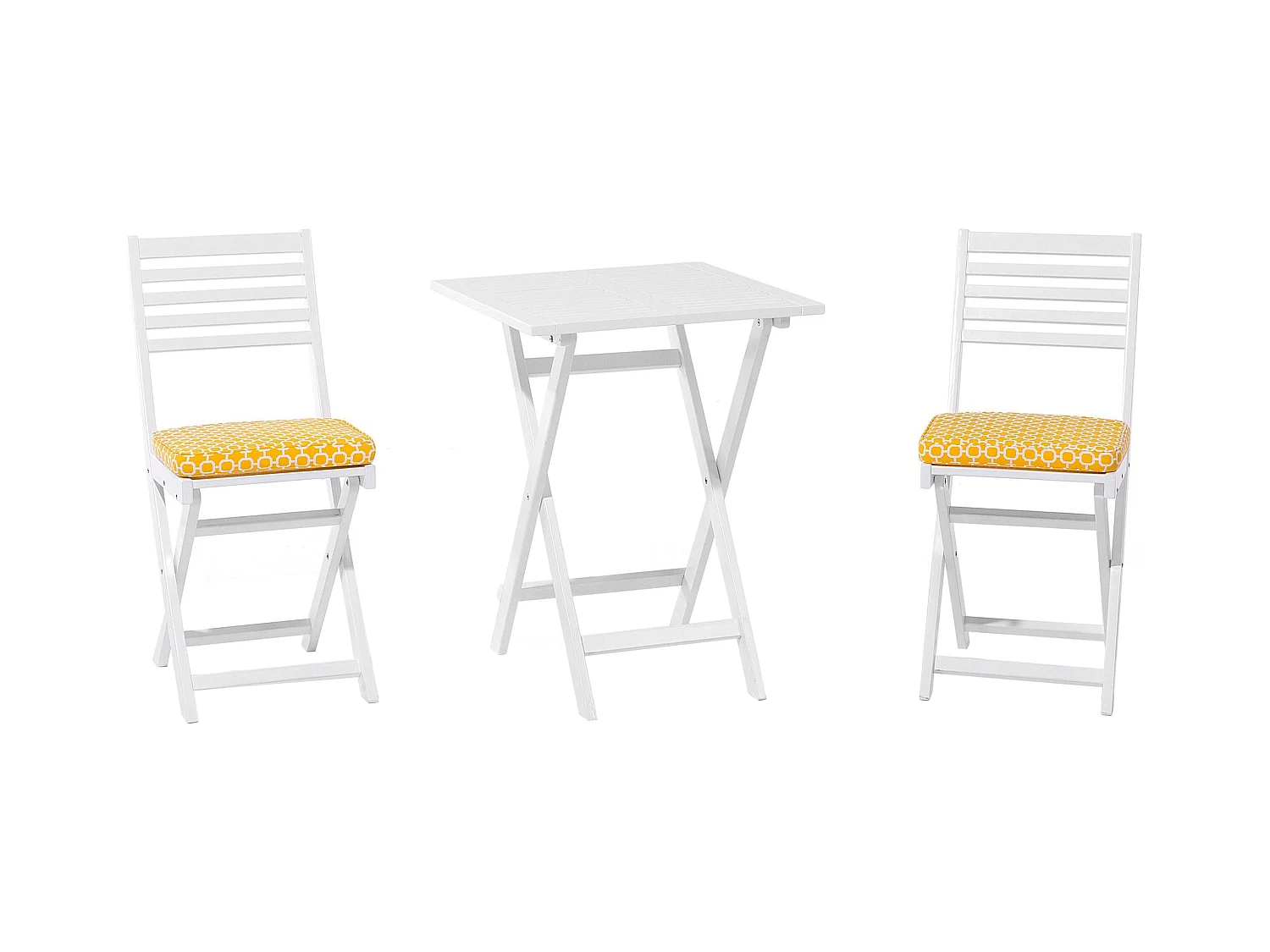 Set bistrot con cuscini Pieghevole FIJI Legno Bianco
