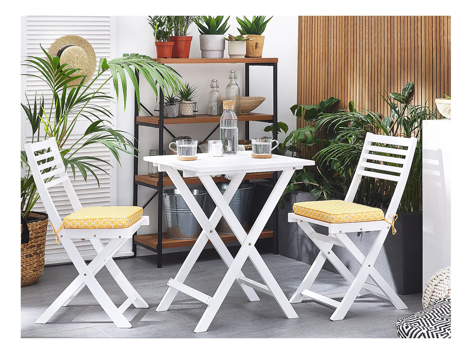 Bistroset met kussens Inklapbaar FIJI Hout Wit