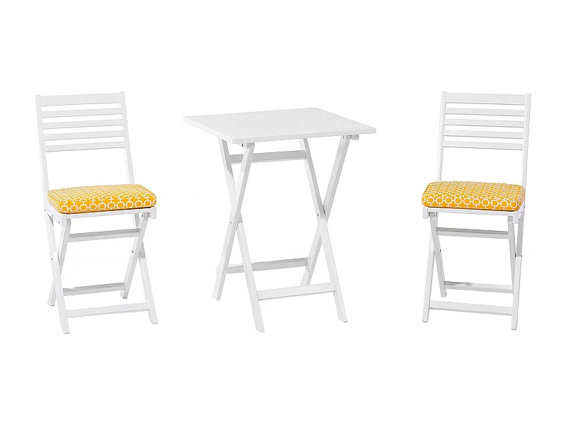 Set bistrot con cuscini Pieghevole FIJI Legno Bianco