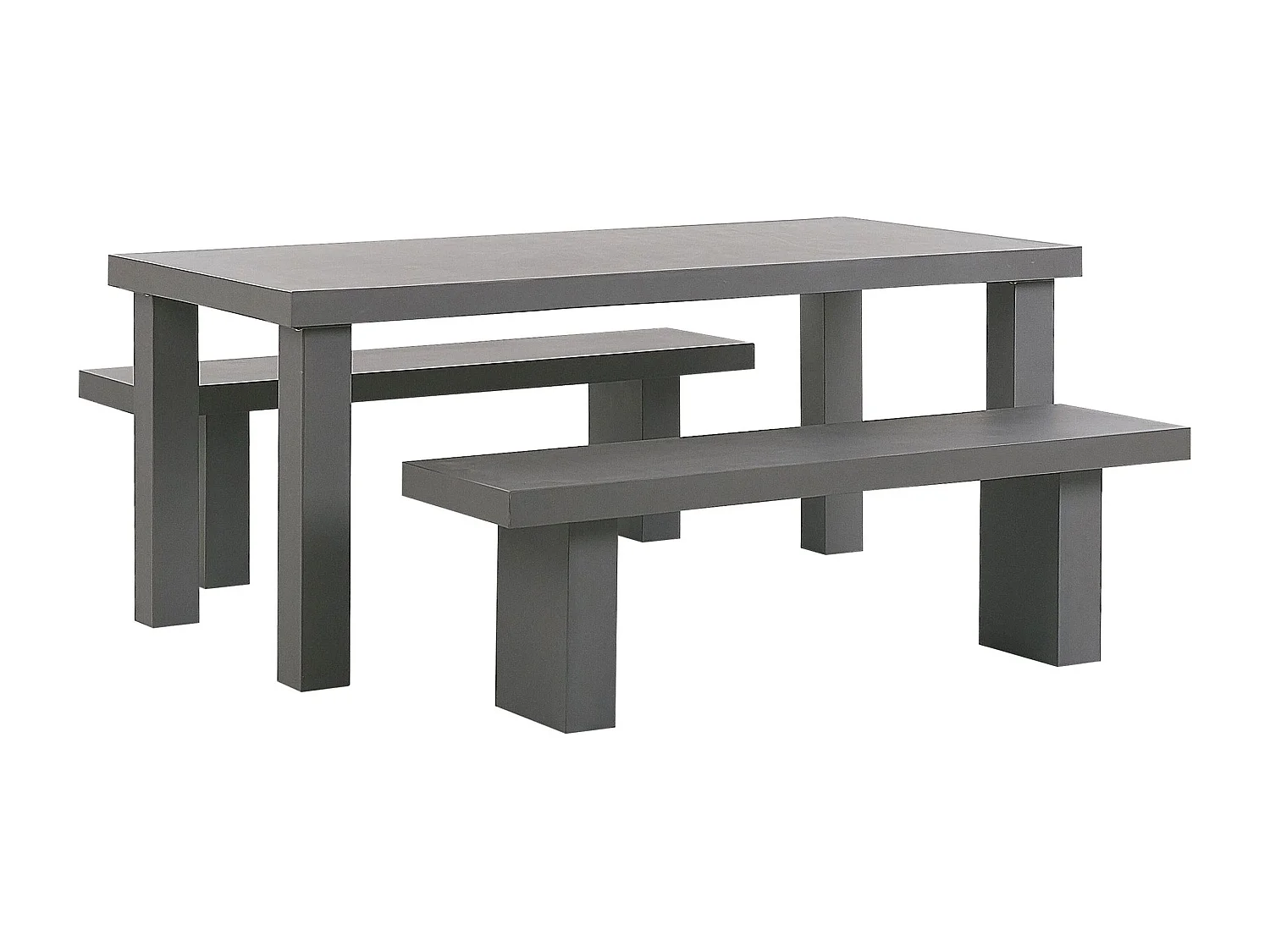 Salle à manger de jardin avec bancs 4 places TARANTO Béton Gris