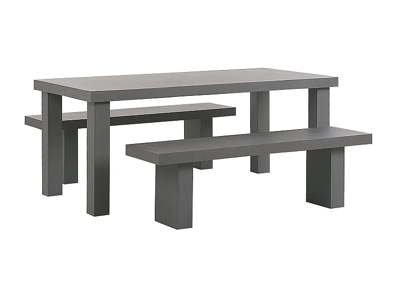Set da pranzo da giardino con panche 4 posti TARANTO Cemento Grigio