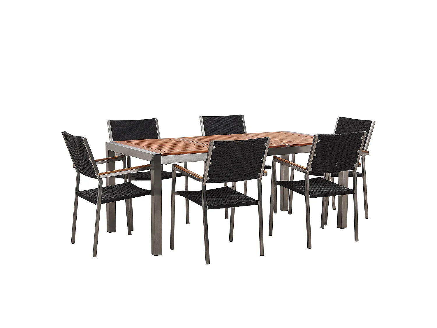 Tuinset 6-zitter GROSSETO Eucalyptushout Bruin/zwart