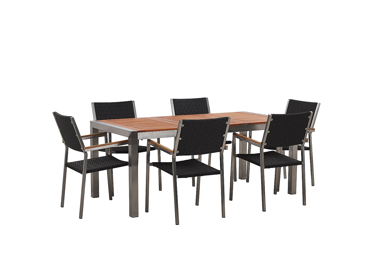 Tuinset 6-zitter GROSSETO Eucalyptushout Bruin/zwart