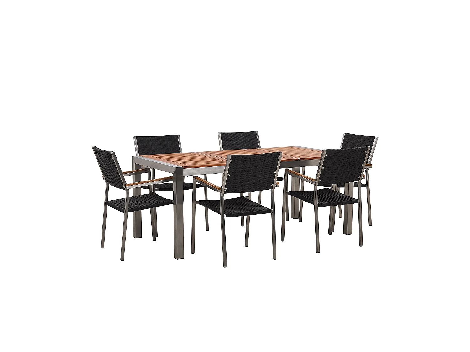 Salle à manger de jardin 6 places GROSSETO Bois d'eucalyptus Marron/noir