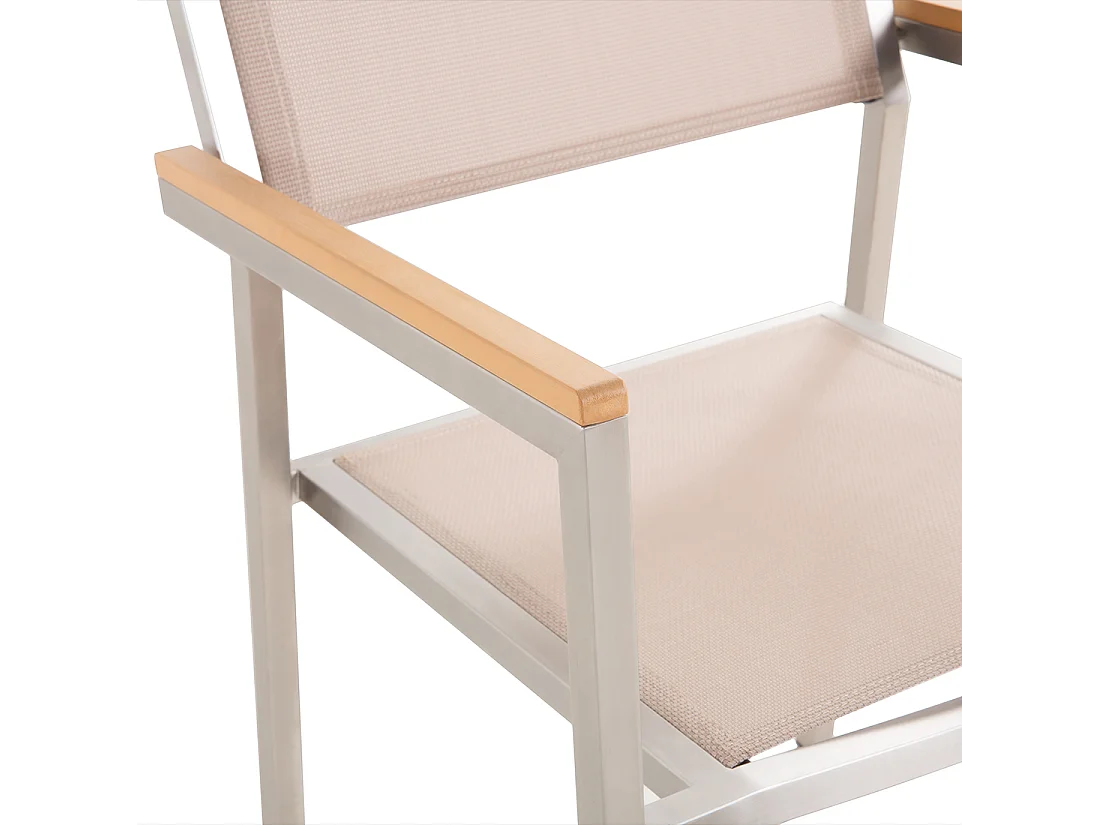 Tuinset 6-zitter GROSSETO Driedubbele plaat Gebarsten glas Transparant/beige