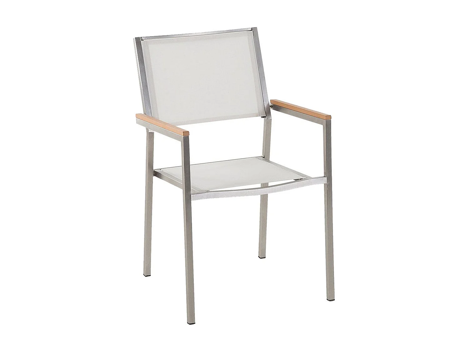 Gartenset Edelstahl Crashglasplatte 180 cm transparent 6 Stühle weiß Grosseto