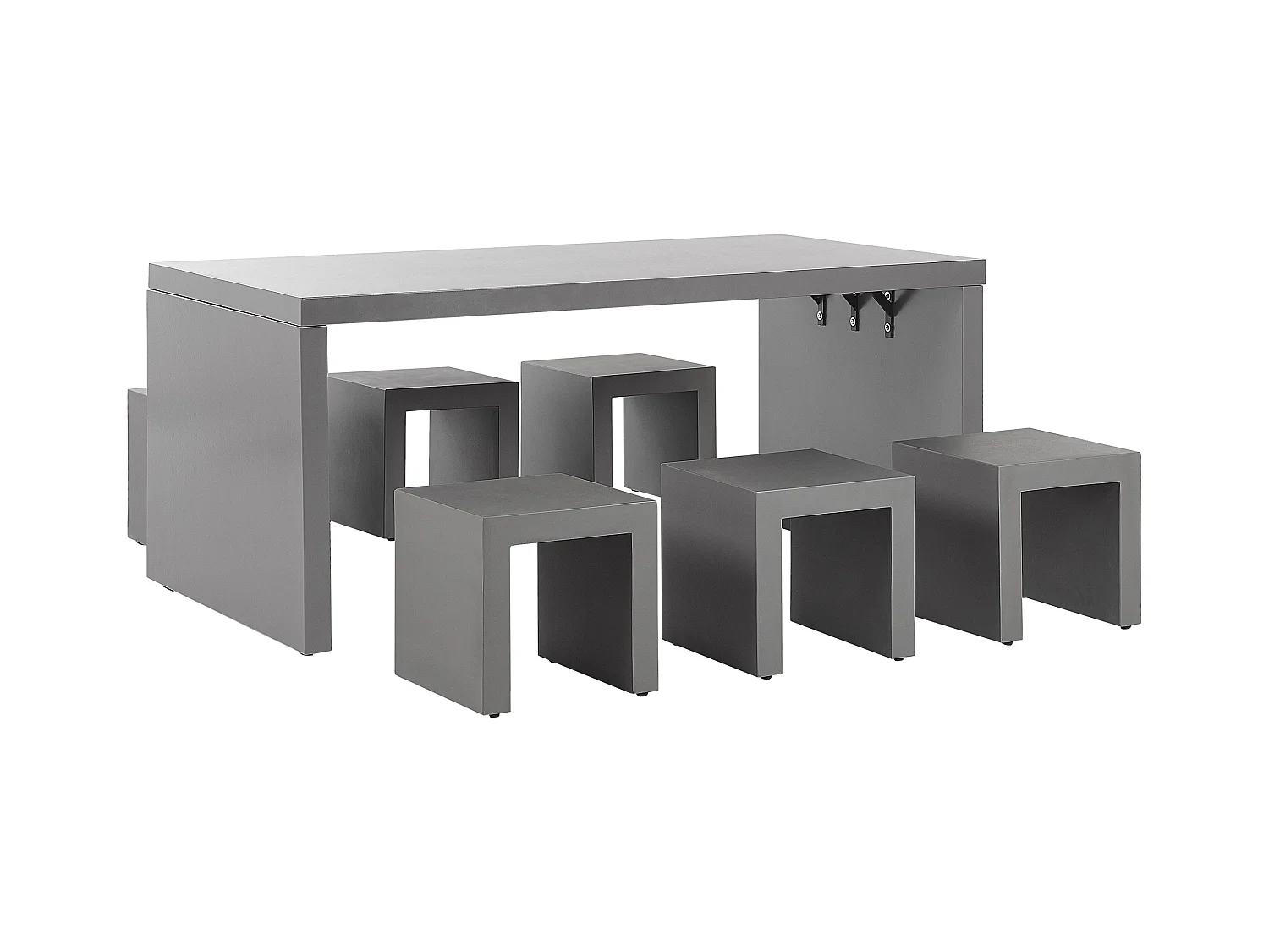 Zestaw ogrodowy ze stołkami dla 6 osób TARANTO Beton Szary