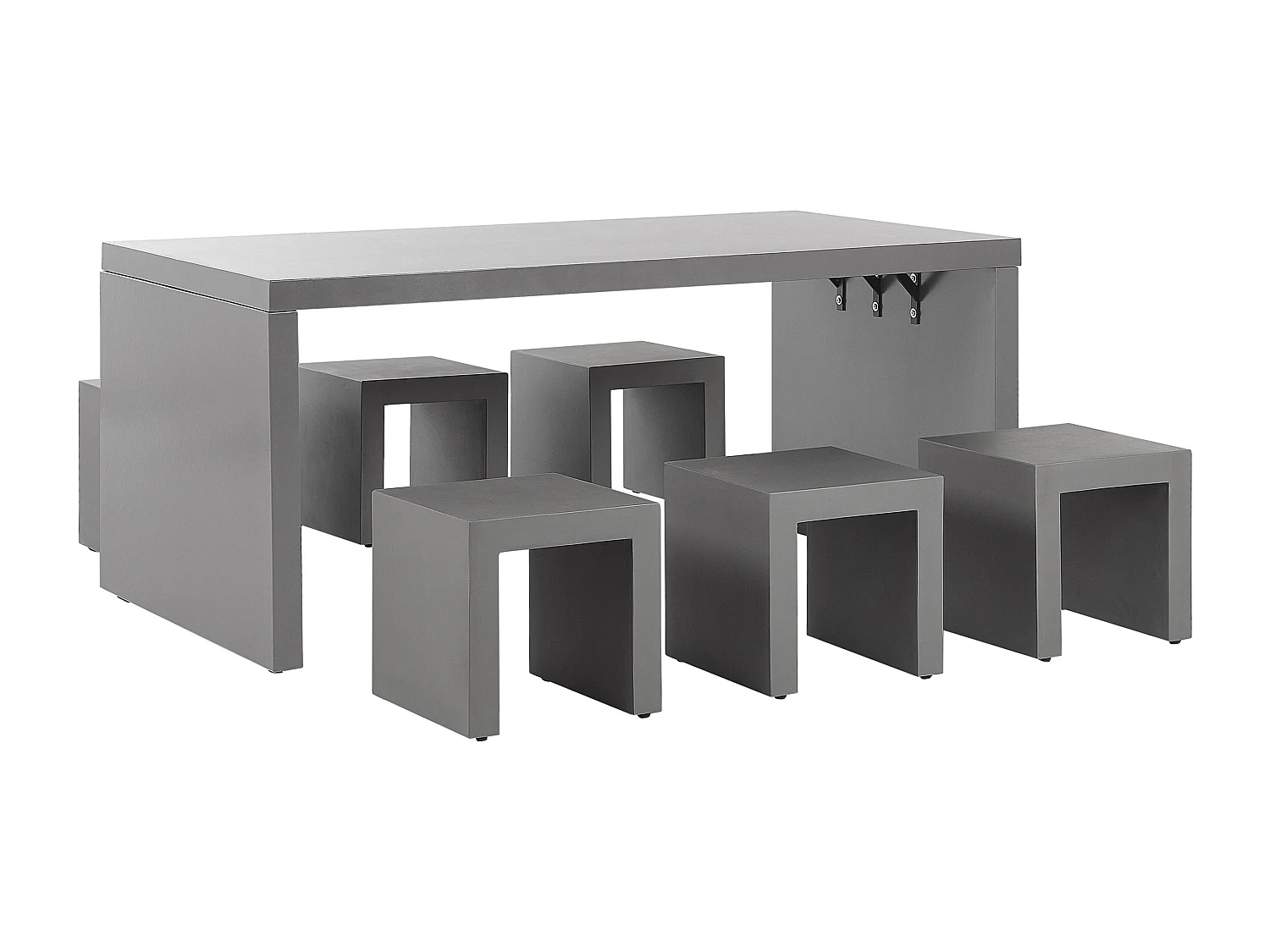 Conjunto de refeições de jardim com tamboretes 6 lugares TARANTO Betão Cinzento