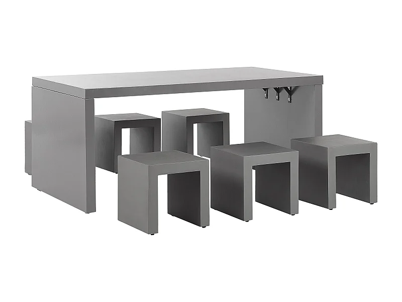 Conjunto de refeições de jardim com tamboretes 6 lugares TARANTO Betão Cinzento