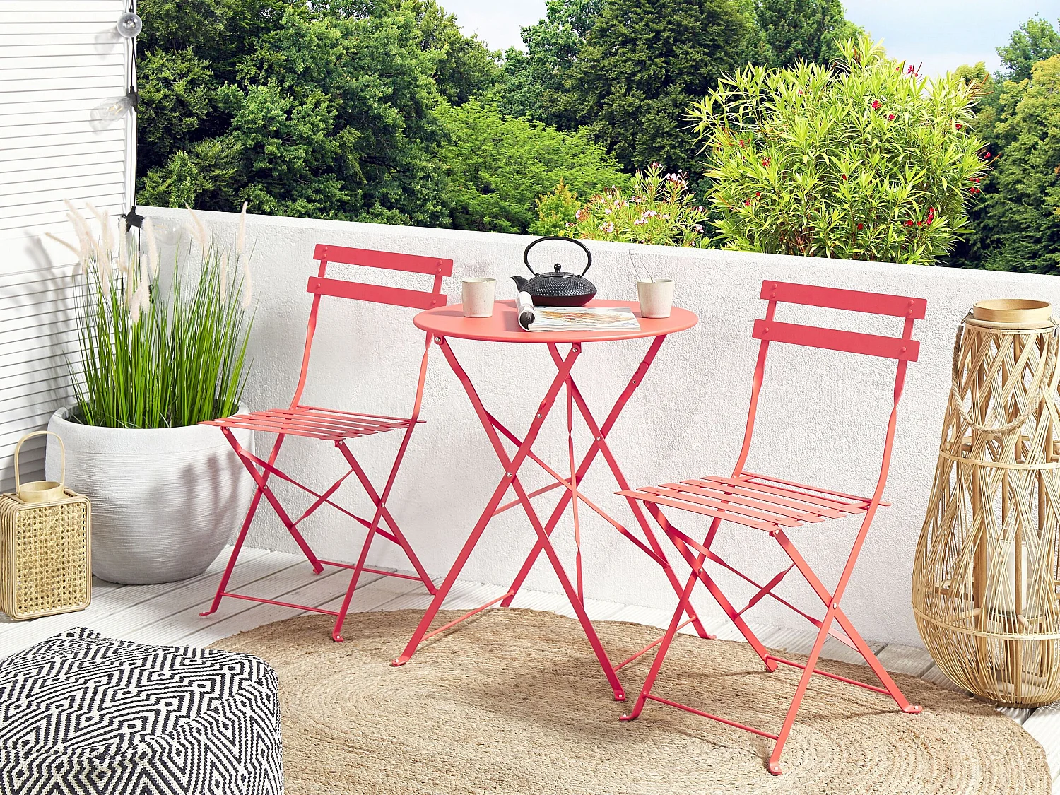 Bistro Set klappbar FIORI Metall Rot