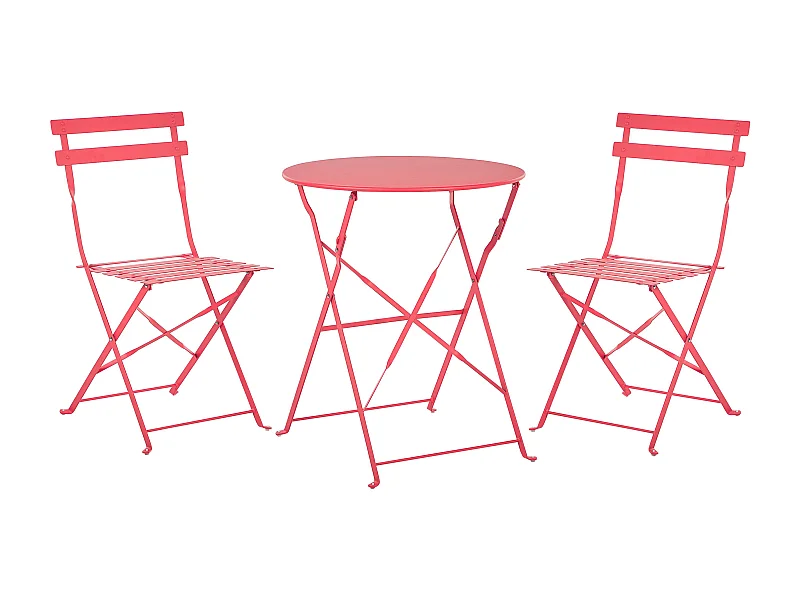 Ensemble bistrot Pliant FIORI Métal Rouge