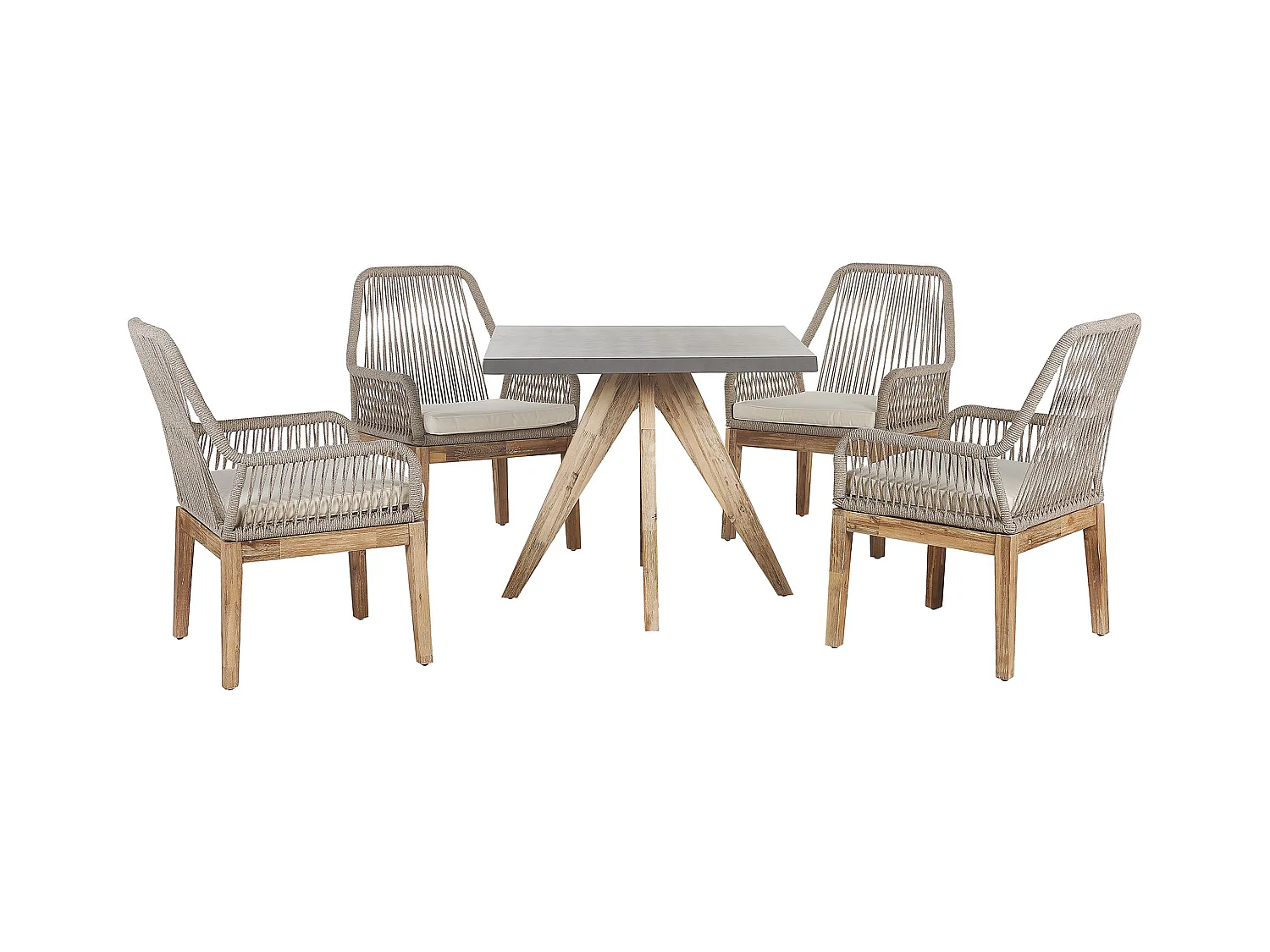 Set da pranzo da giardino 4 posti OLBIA con cuscini Cemento Beige