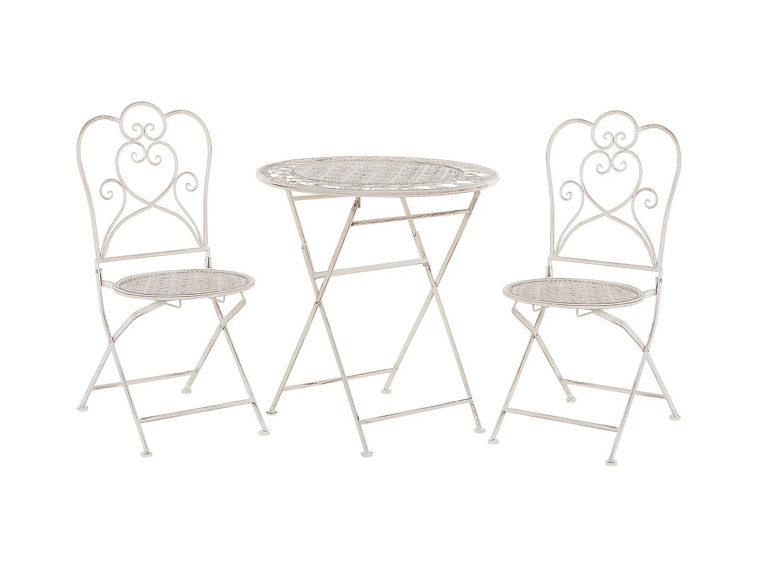 Ensemble pour bistro Pliant TRIESTE Métal Beige clair