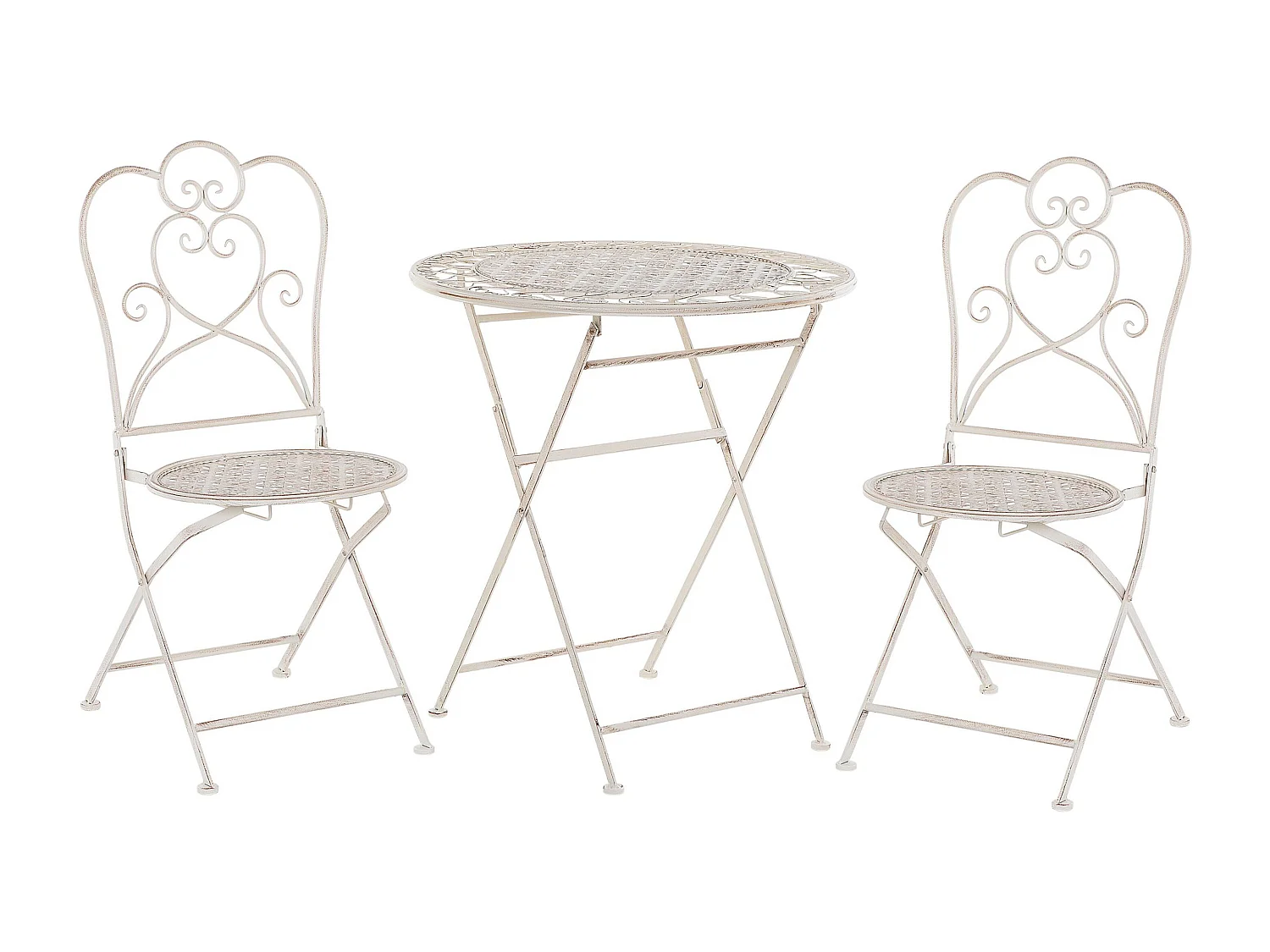 Ensemble pour bistro Pliant TRIESTE Métal Beige clair