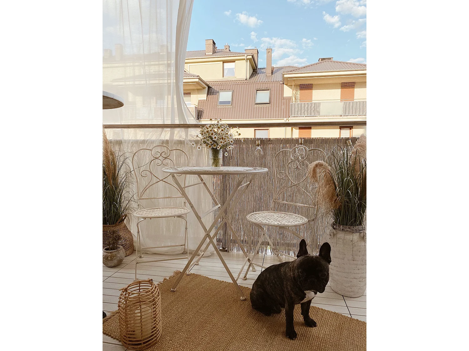 Ensemble pour bistro Pliant TRIESTE Métal Beige clair