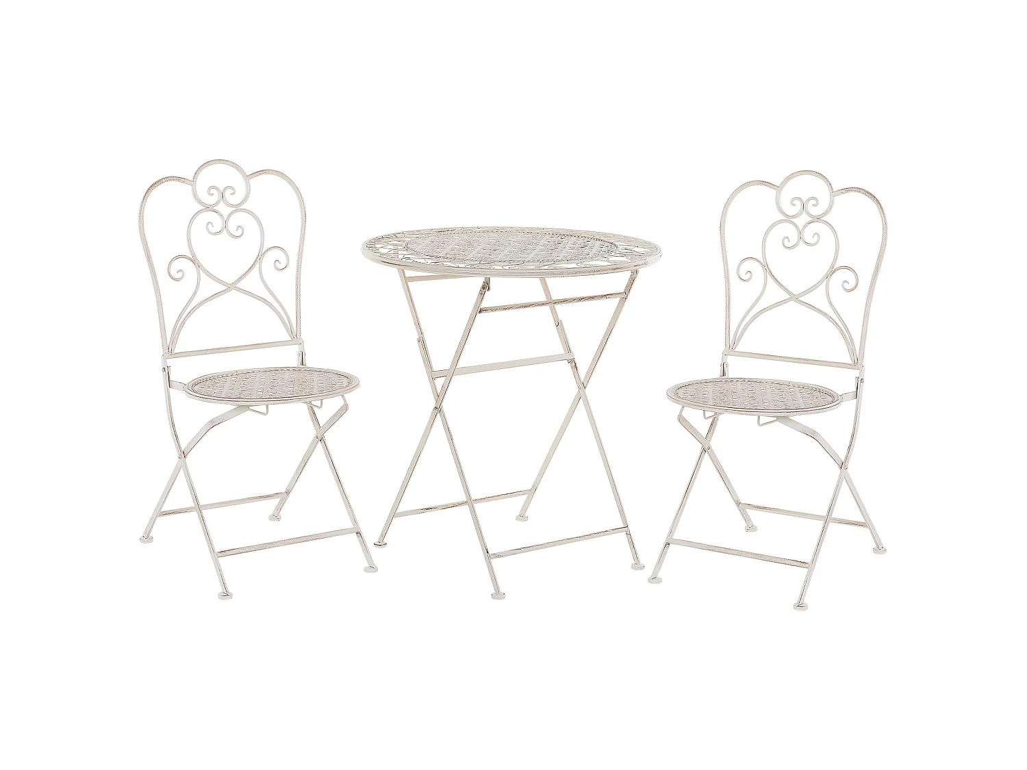 Bistro Set Folding TRIESTE Metal Light Beige