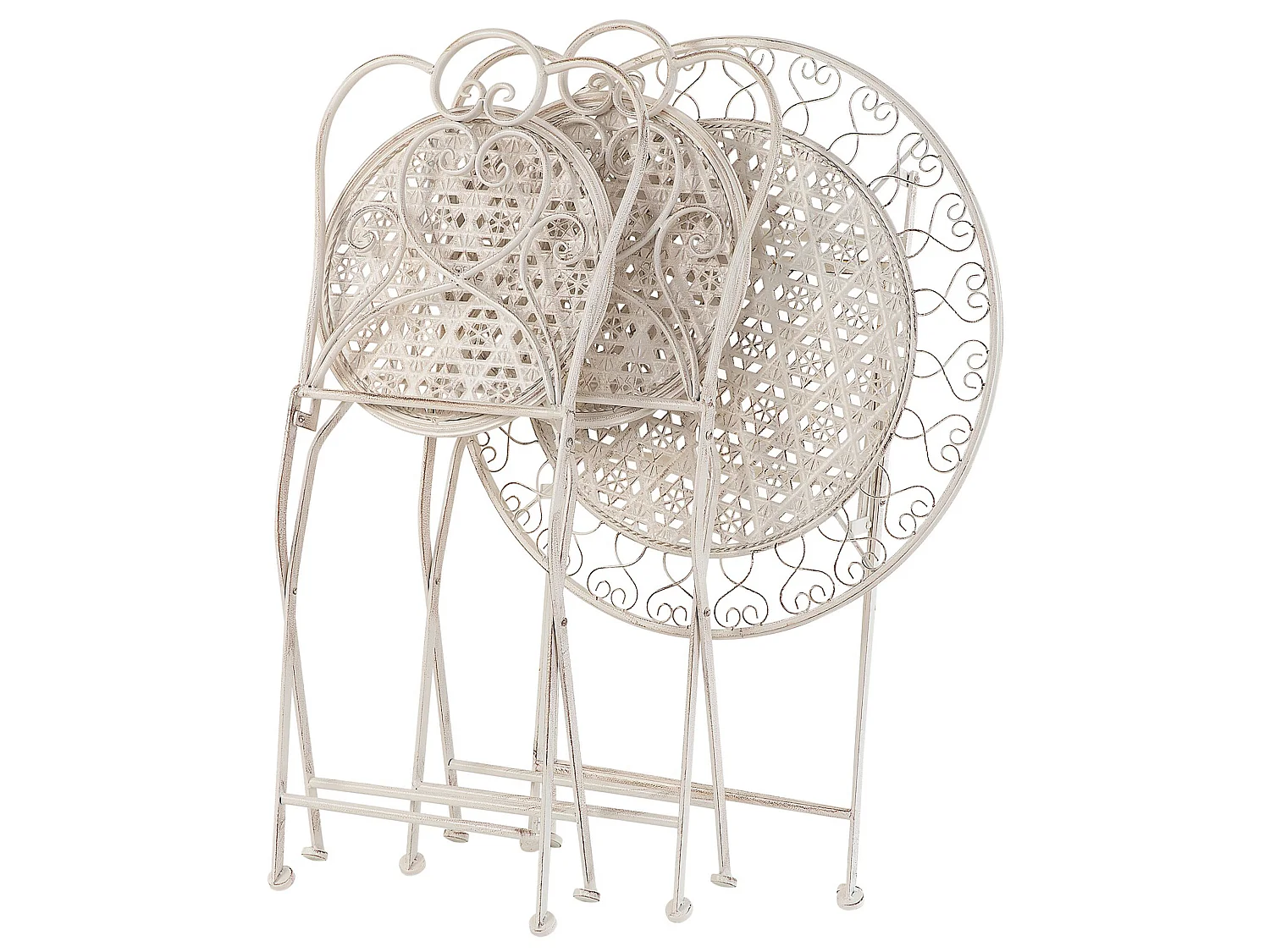 Bistro Set Folding TRIESTE Metal Light Beige