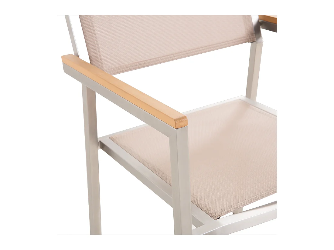 Tuinset 6-zitter GROSSETO Driedubbele plaat Graniet Gepolijst Grijs/beige