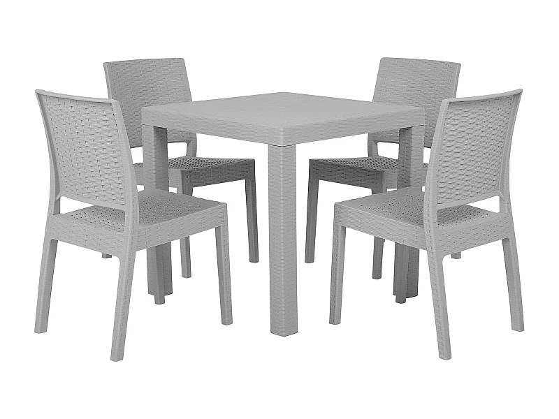 Gartenmöbel Set Rattanoptik hellgrau 4-Sitzer Fossano